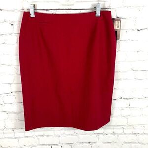 Classiques Entier Dark Red Pencil Skirt Size 8 Wool/Lycra NWT orig $118